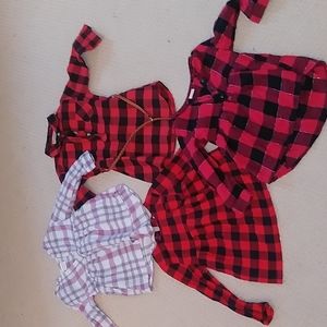 4 size 4T girls flannels red & black/ pink grey white